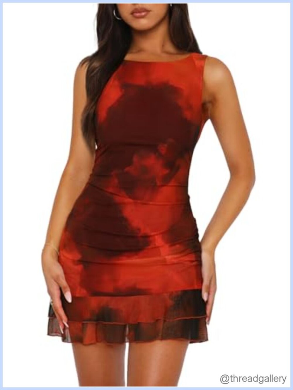 Mesh Ruched Bodycon Mini Dress Boat Neck Ruffle Club Party Cocktail